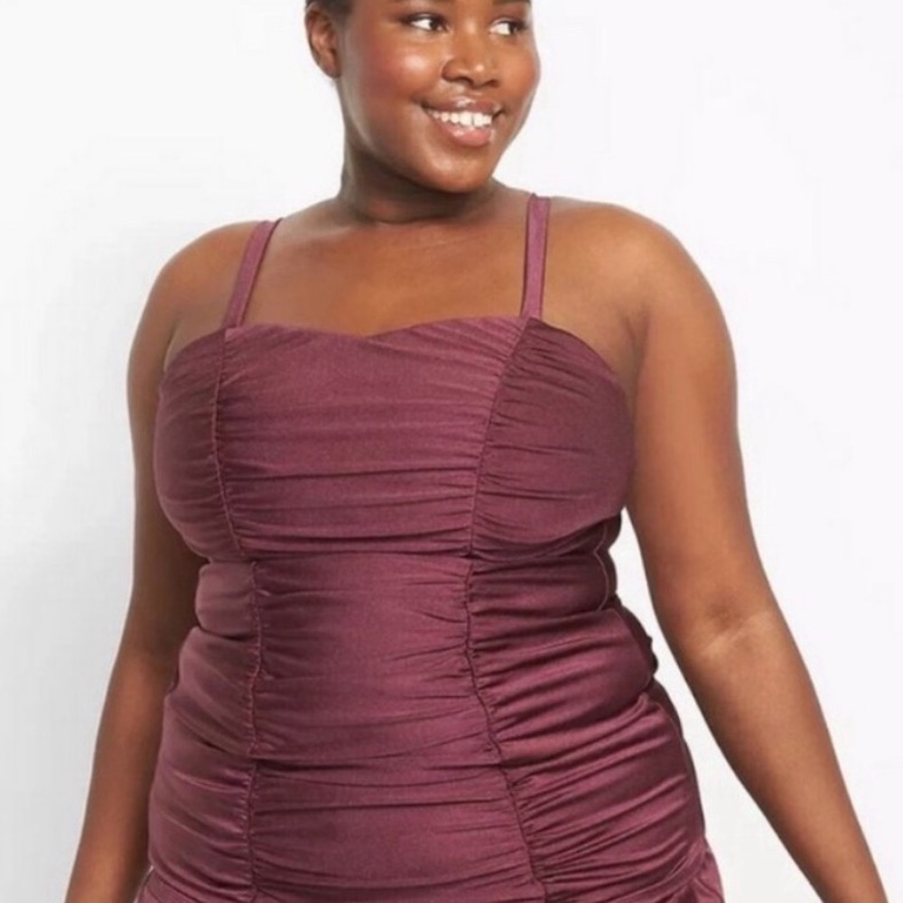 Swim by Cacique No-Wire Fitted Ruched Shimmer Swim Tankini Top size 20 NWT